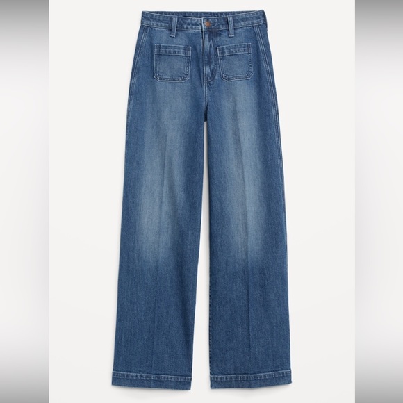 Old Navy Extra High-Waisted Trouser Wide-Leg Jeans Size 8 Petite - Picture 3 of 7